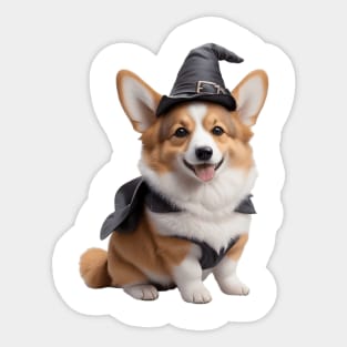 Cute Corgi Witch Sticker